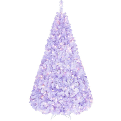 4.5 FT Light Purple Pre-Lit Peacock Blue Christmas Tree with 140 Warm White LED Lights