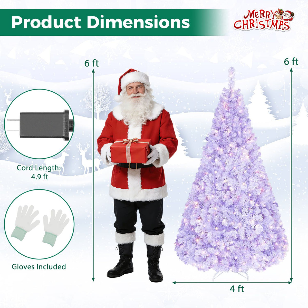 4.5 FT Light Purple Pre-Lit Peacock Blue Christmas Tree with 140 Warm White LED Lights