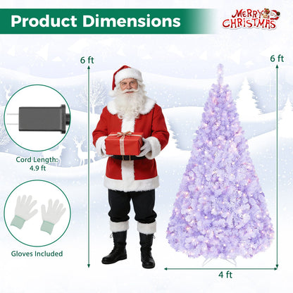 4.5 FT Light Purple Pre-Lit Peacock Blue Christmas Tree with 140 Warm White LED Lights
