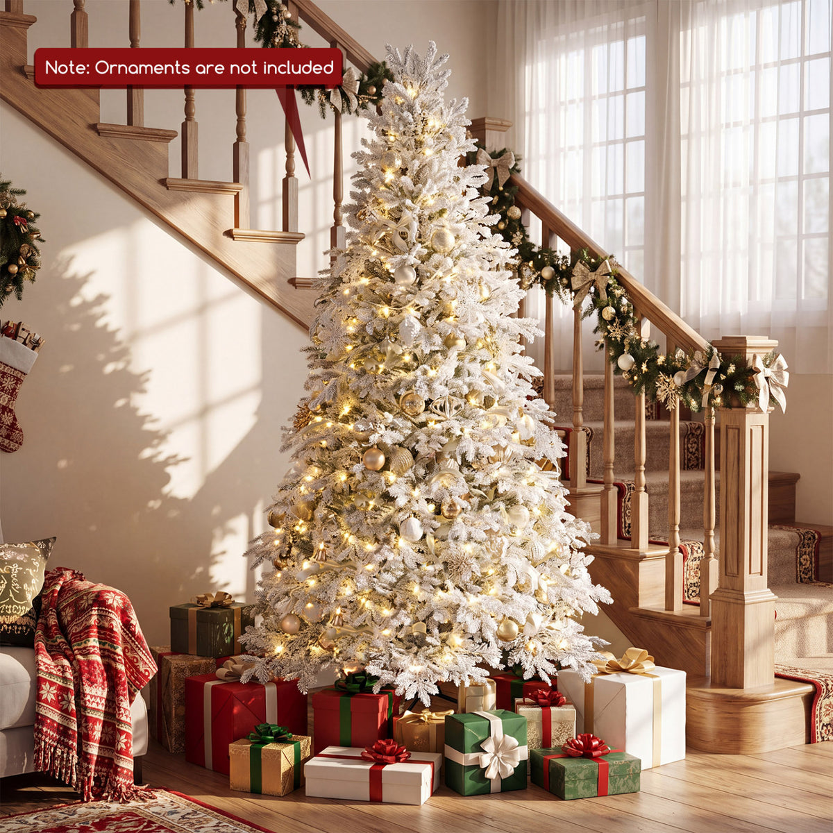 6 FT Pre-Lit Artificial Christmas Tree with Warm White and Multicolor LED Light