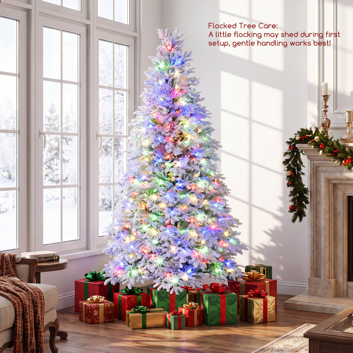6 FT Pre-Lit Artificial Christmas Tree with Warm White and Multicolor LED Light
