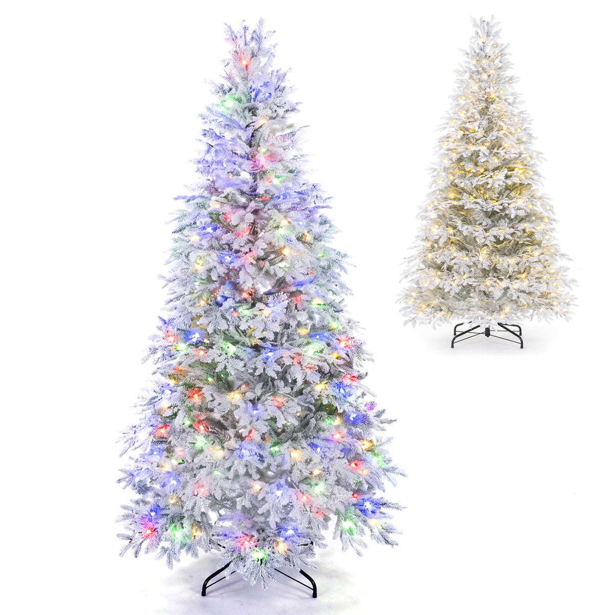 6 FT Pre-Lit Artificial Christmas Tree with Warm White and Multicolor LED Light