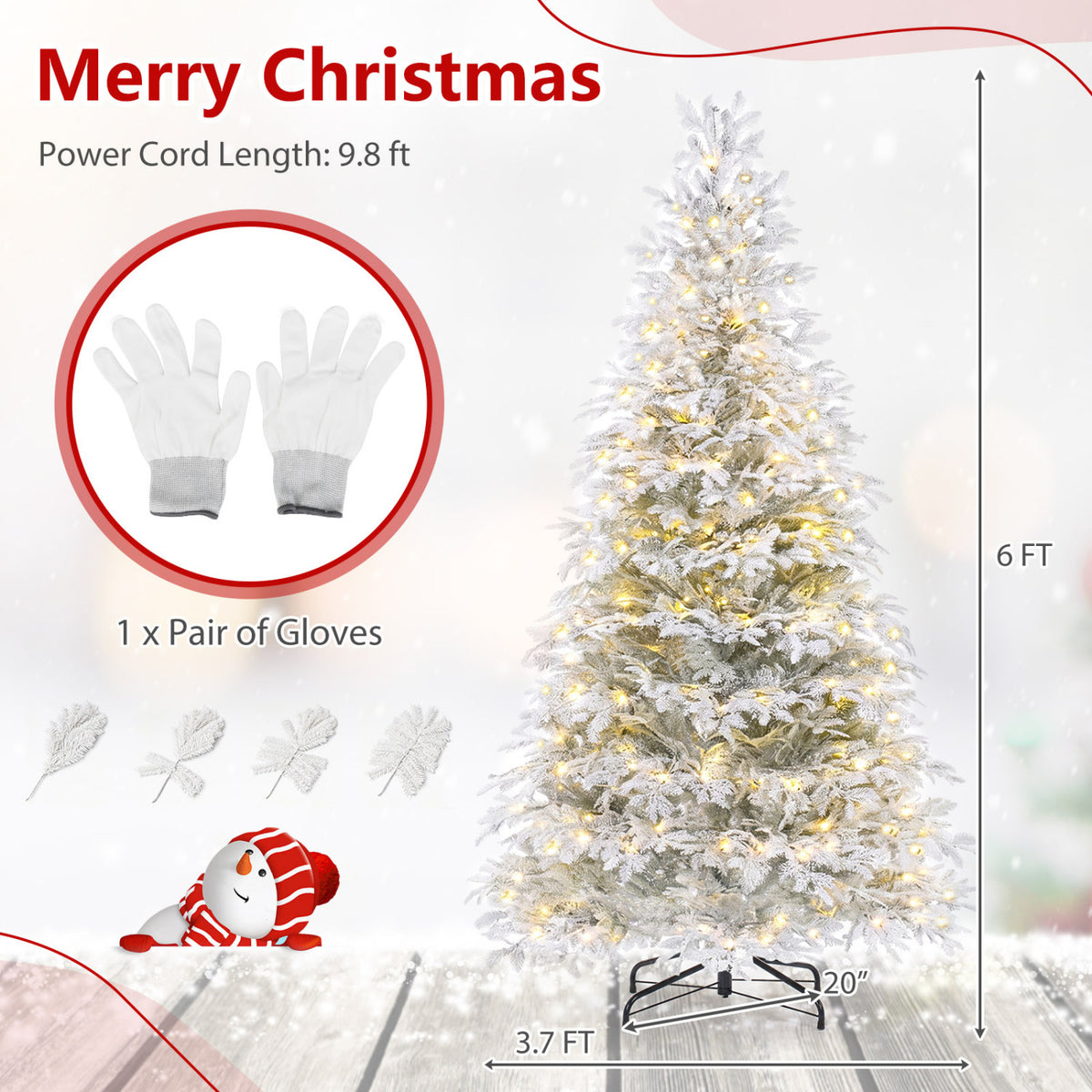 6 FT Pre-Lit Artificial Christmas Tree with Warm White and Multicolor LED Light