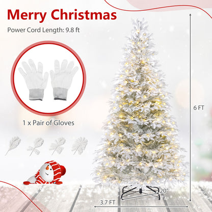 6 FT Pre-Lit Artificial Christmas Tree with Warm White and Multicolor LED Light