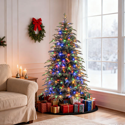 6 FT Pre-Lit Artificial Christmas Tree Hinged Xmas Tree with LED Lights