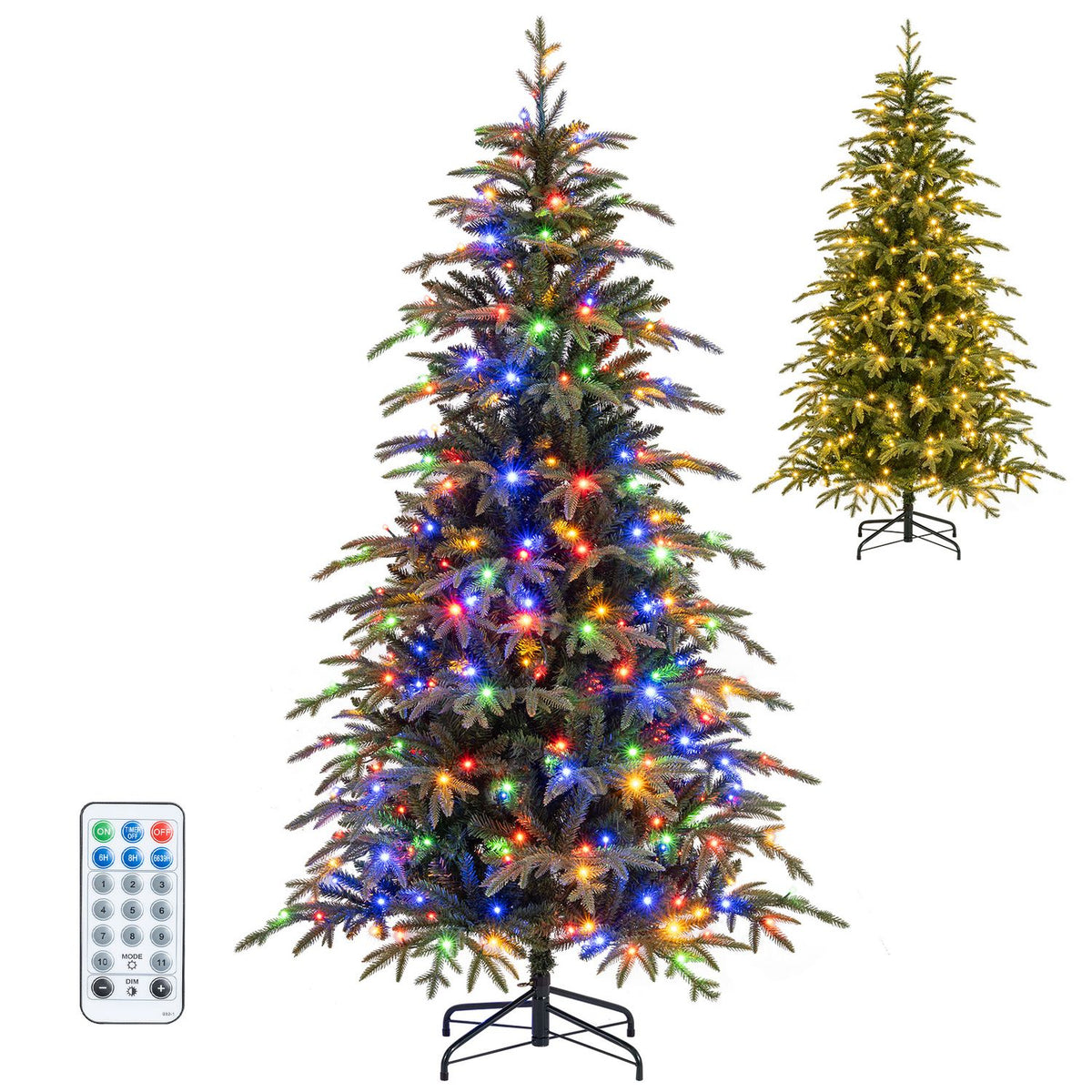 6 FT Pre-Lit Artificial Christmas Tree Hinged Xmas Tree with LED Lights