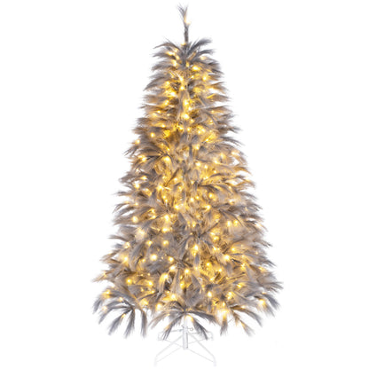 6 FT Pre-Lit Christmas Tree with Feather-Inspired Branch Tips