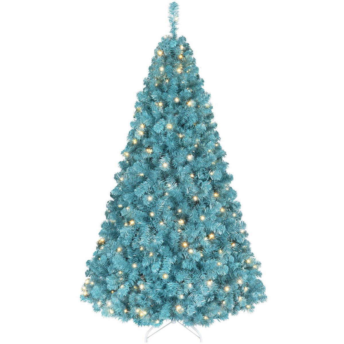 6 FT Pre-Lit Peacock Blue Christmas Tree with 500/250/140/750 Warm White LED Lights