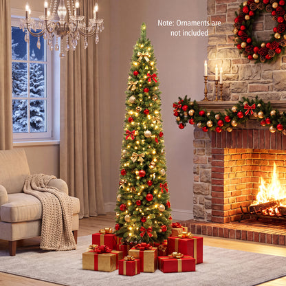 6 FT Pre-Lit Pencil Christmas Tree with 180 Warm White LED Lights