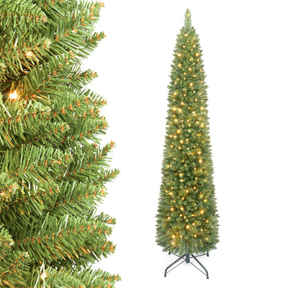 6 FT Pre-Lit Pencil Christmas Tree with 180 Warm White LED Lights