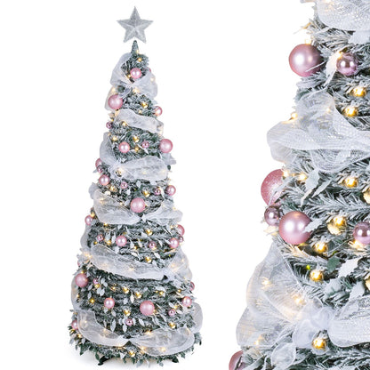6 FT Pre-Lit Pop up Christmas Tree with 150/180 Warm White LED Lights and 8 Modes