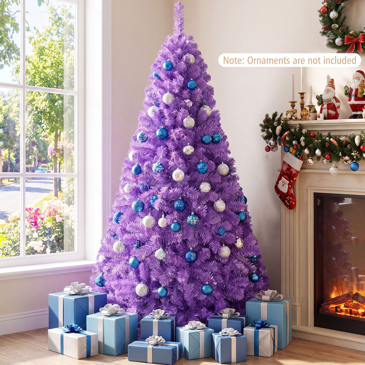 6 FT Pre-Lit Purple Christmas Tree with 500/250/140/750 Warm White LED Lights