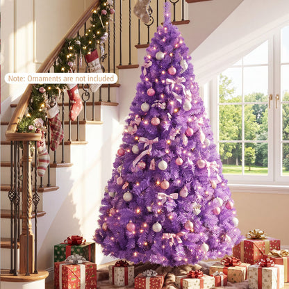 6 FT Pre-Lit Purple Christmas Tree with 500/250/140/750 Warm White LED Lights