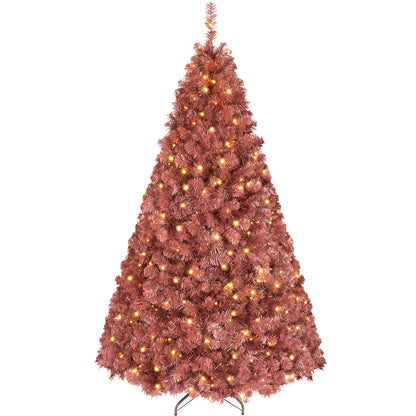 6 FT Pre-Lit Red Christmas Tree with 250 Warm White LED Lights
