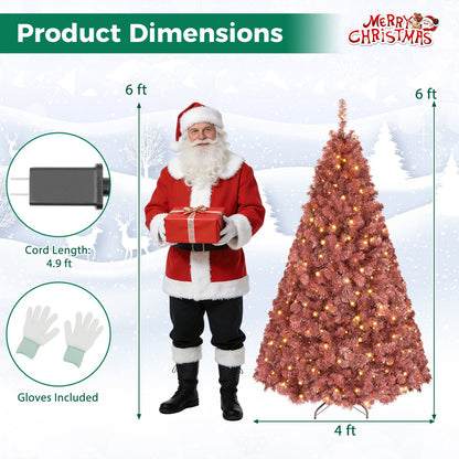 6 FT Pre-Lit Red Christmas Tree with 250 Warm White LED Lights
