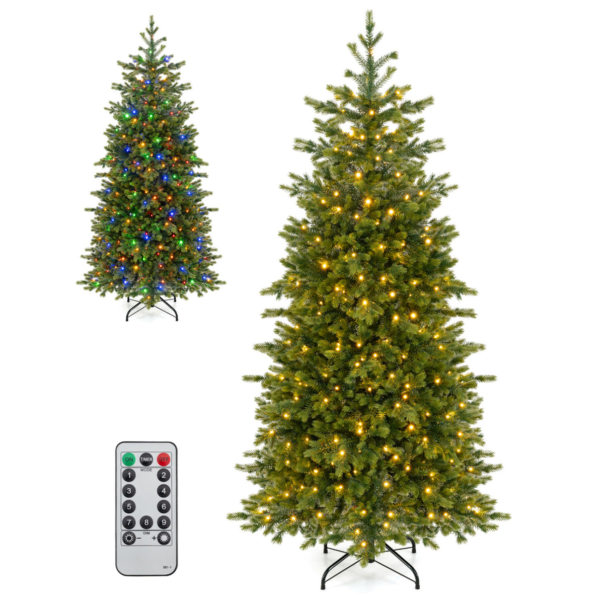 6 FT Pre-lit Christmas Tree with 250/470 Warm White and Multi-color Dimmable LED Light for Home Office
