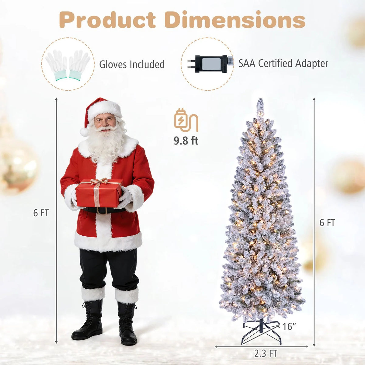 6 ft pre-lit snow-flocked Christmas tree with RGB lights, festive holiday decor, by Direct by Wilsons Home Store