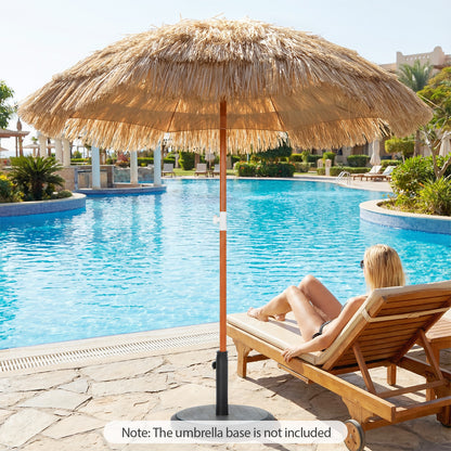 6 FT Thatched Beach Umbrella with Push Button Tilt Carrying Bag Set of 2-Natural