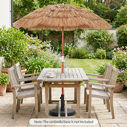 6 FT Thatched Beach Umbrella with Push Button Tilt Carrying Bag Set of 2-Natural