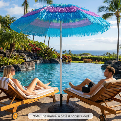 6 FT Tiki Thatched Patio Beach Umbrella with Push Button Tilt Carrying Bag-Colorful