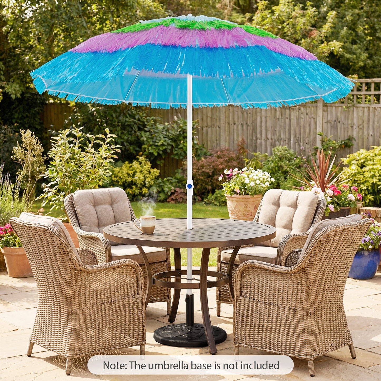 6 FT Tiki Thatched Patio Beach Umbrella with Push Button Tilt Carrying Bag-Colorful