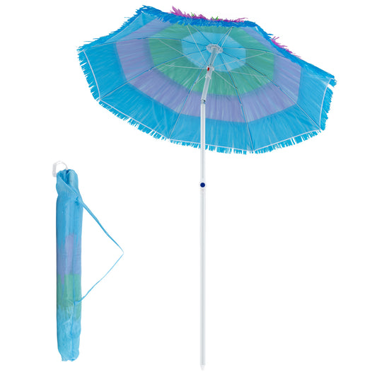 6 FT Tiki Thatched Patio Beach Umbrella with Push Button Tilt Carrying Bag-Colorful