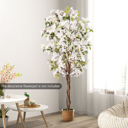 6 Feet Artificial Bougainvillea Tree with 910 White Flowers- Set of 2