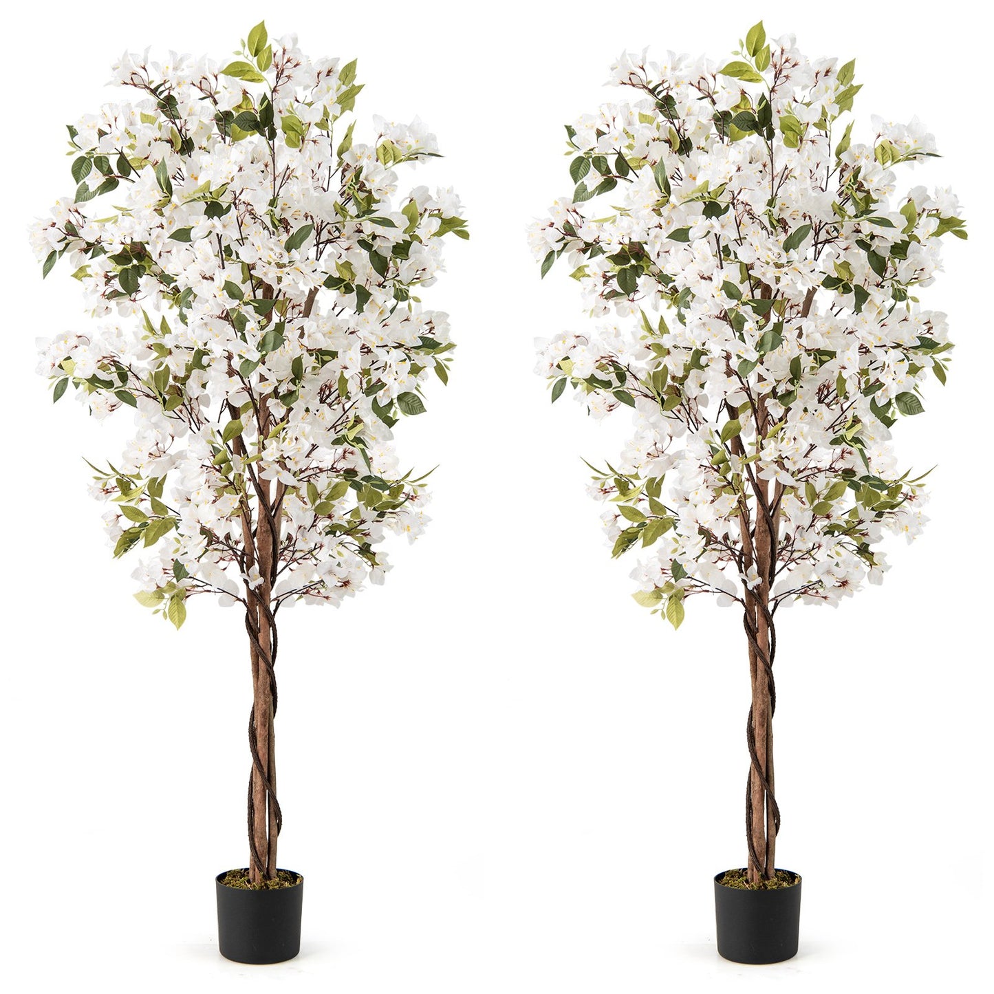 6 Feet Artificial Bougainvillea Tree with 910 White Flowers-1 Pieces