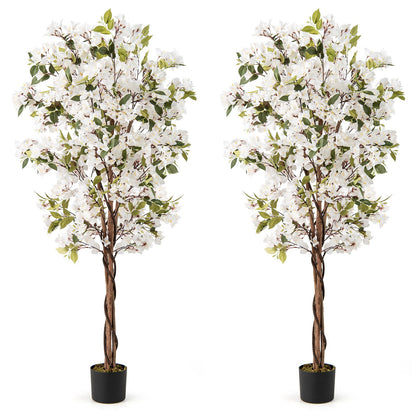 6 Feet Artificial Bougainvillea Tree with 910 White Flowers-1 Pieces