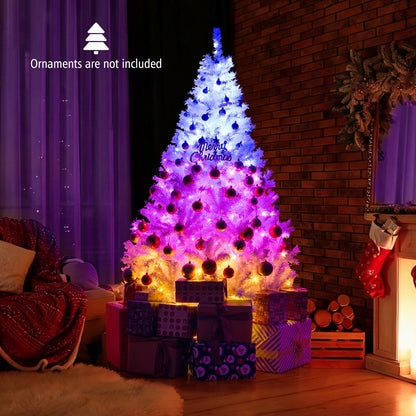 7 Feet Artificial Christmas Tree Hinged Pre-Lit Xmas Tree with 11 Lighting Modes