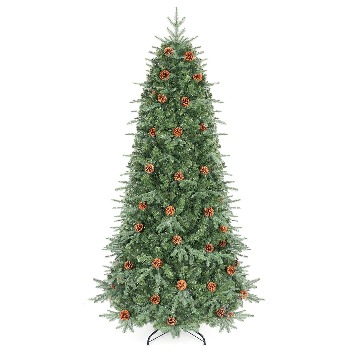 6 Feet Artificial Christmas Tree with LED Lights and Pine Cones