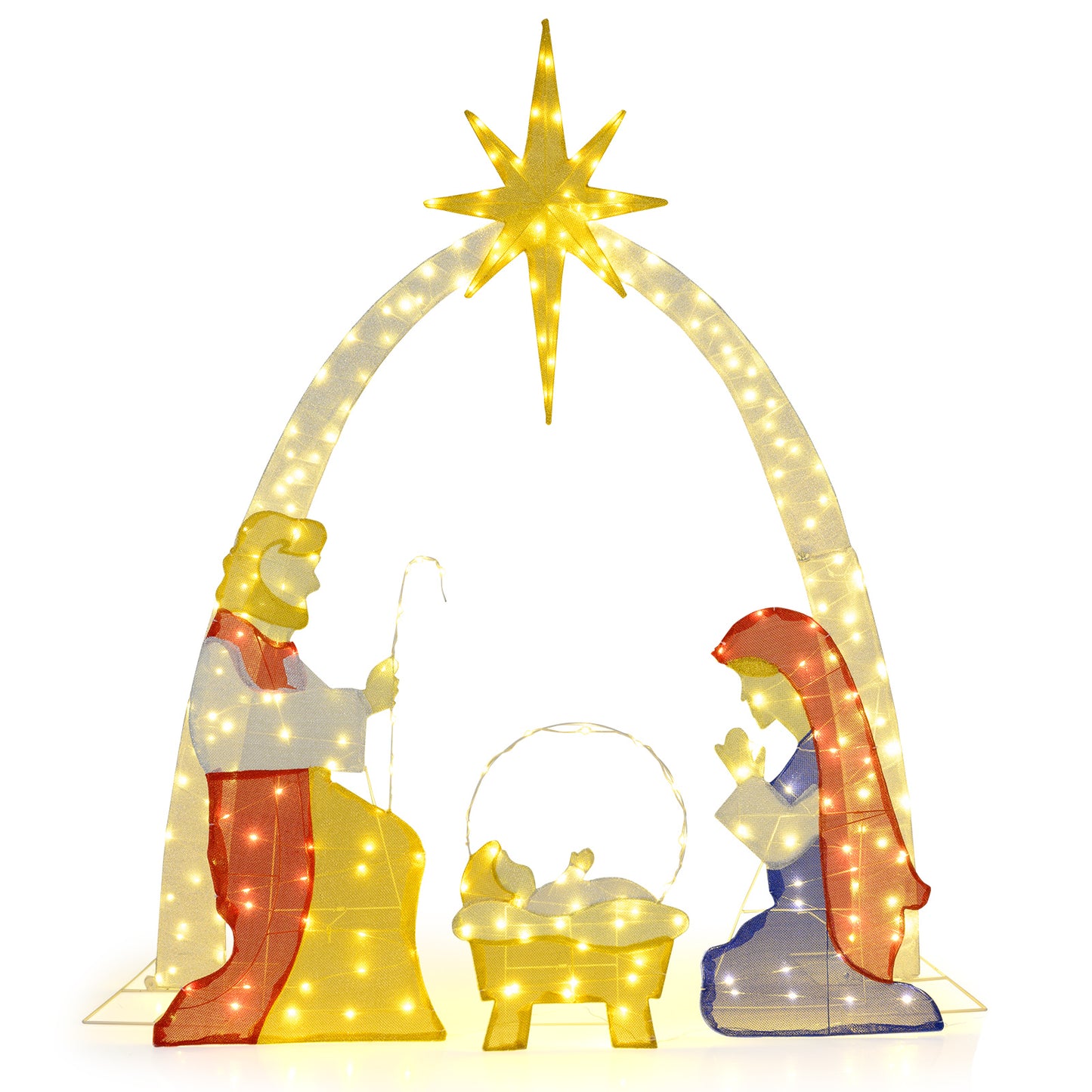 6 Feet Lighted Nativity Scene Yard Decoratio with 240 Warm White LED Lights