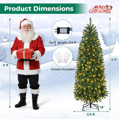 6 Feet Pre-Lit Artificial Christmas Tree with 300/250/170/380 Warm White and Multi-color LED