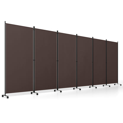 6 Panel Folding Privacy Screen Room Divider with Wheels-Black