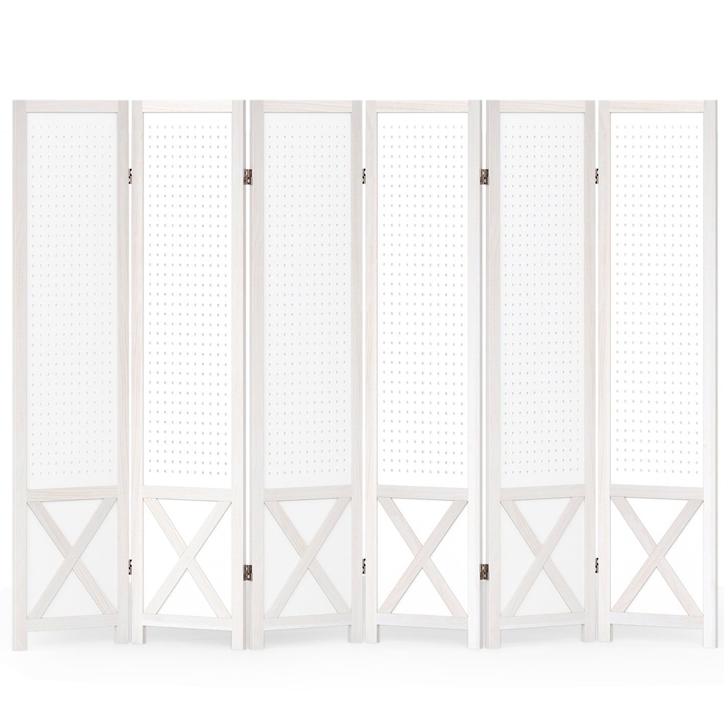 6-Panel Pegboard Room Divider 67 Inches Tall Foldable Privacy Screen