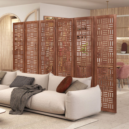 6-Panel Solid Wood Room Divider Folding Partition Stand