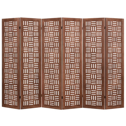 6-Panel Solid Wood Room Divider Folding Partition Stand