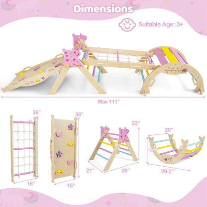 6-Piece Toddler Indoor Play Gym with Climbing Frame & Foam Climbing Blocks