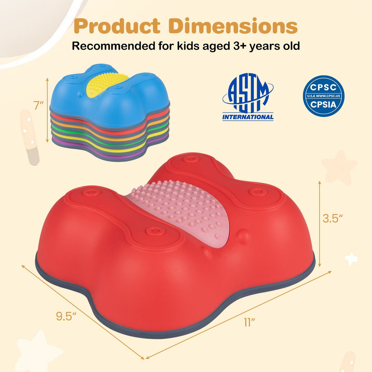Six colorful butterfly-themed stepping stones for kids outdoor play, made of durable plastic for safe, fun outdoor activity.