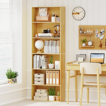 6-Tier Bookcase with 6 Open Shelves and Anti-Toppling Kits-Gray
