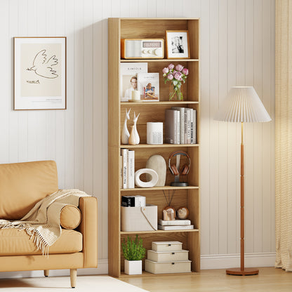 6-Tier Bookcase with 6 Open Shelves and Anti-Toppling Kits-Gray