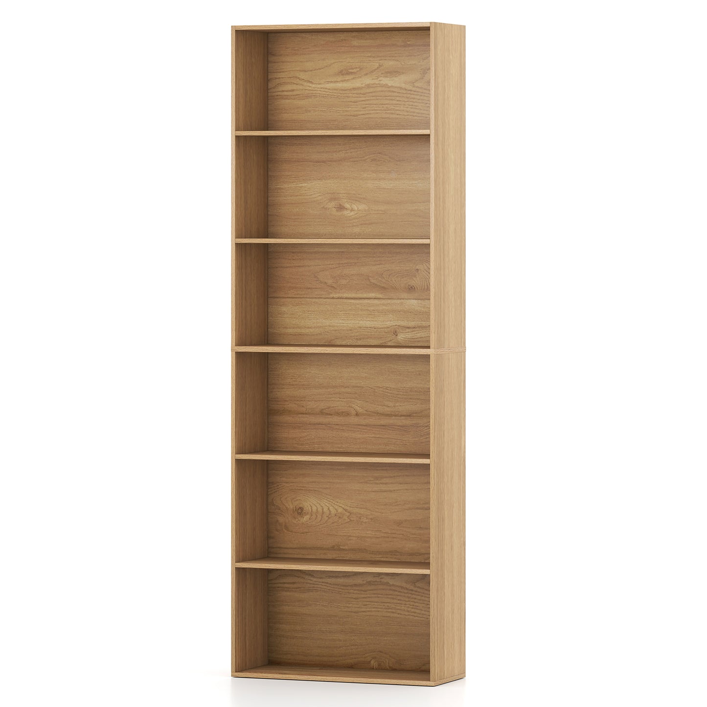 6-Tier Bookcase with 6 Open Shelves and Anti-Toppling Kits-Gray