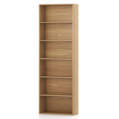 6-Tier Bookcase with 6 Open Shelves and Anti-Toppling Kits-Gray