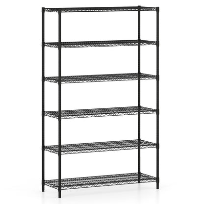6-Tier Metal Storage Shelving Unit with V-Shaped Wire Rack for Home Garage-Black
