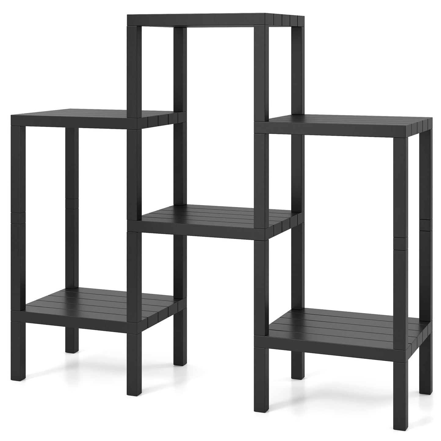 6-Tier Plastic Modular Storage Shelves for Living Room and Kitchen-Black