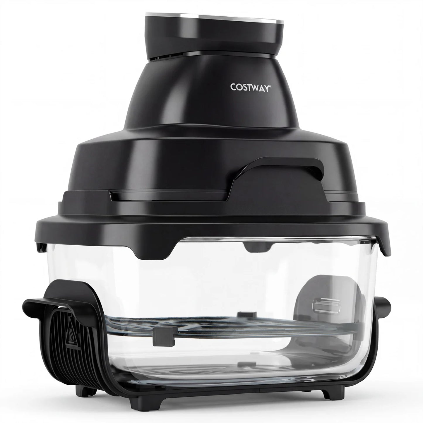 6-in-1 Portable Glass Air Fryer 1500W Dual Containers with Lids Dishwasher Safe-Black