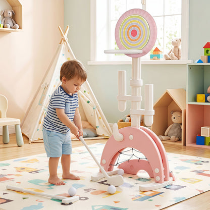 6-in-1 Toddler Basketball Hoop with 8 Adjustable Height for Indoor Outdoor 3+ Years-Gray