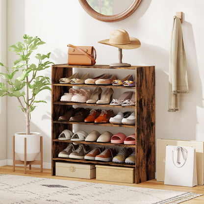 6-tier Shoe Rack with Anti-tipping Device for Entryway-Black