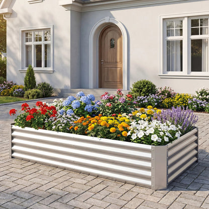 Galvanized steel raised garden bed, 6x3x1 ft with open-ended base, outdoor gardening by Direct by Wilsons Home Store.