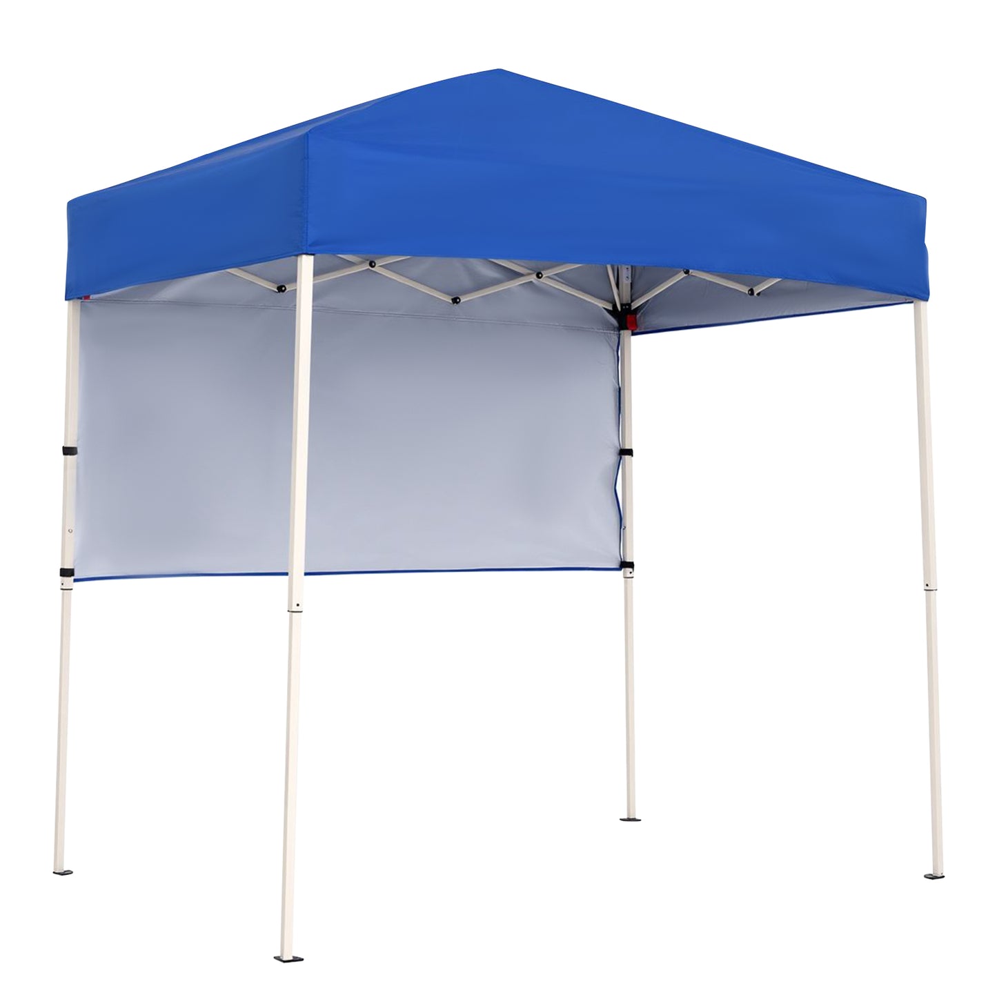 Blue 6x4 ft pop-up canopy tent with one half sidewall, easy setup outdoor sun shelter for outdoor shade and protection.